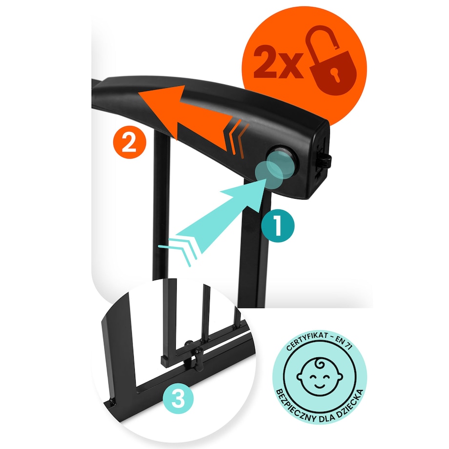 Barierka zabezpieczająca ochronna Nukido na schody i drzwi 75-115cm czarna 718300