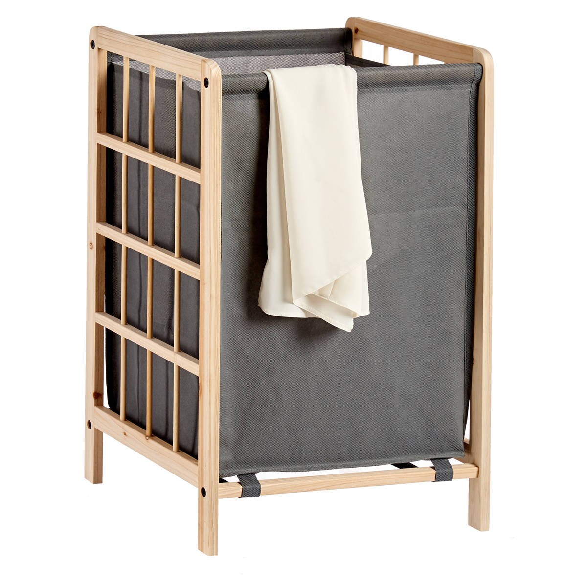 Kosz do szafy, drewno + tkanina