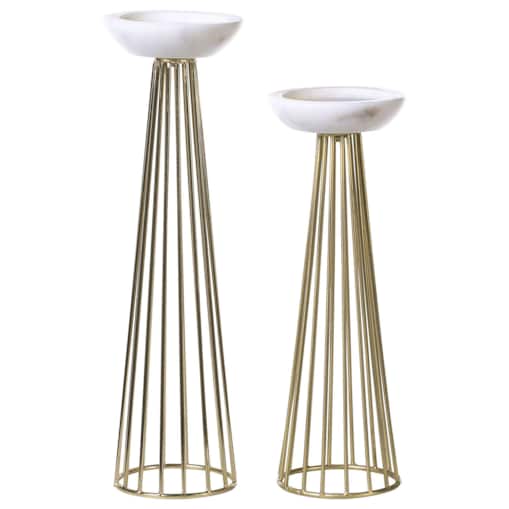 Zestaw 2 świeczników PORONG Metal 35/30 cm Złoty