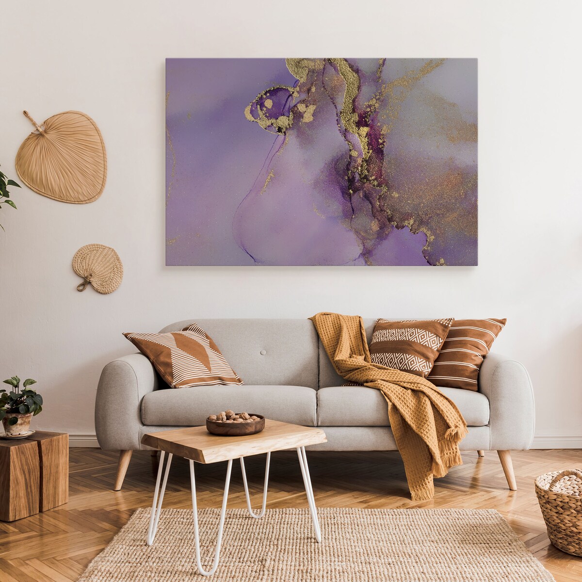 OBRAZ NA PŁÓTNIE FIOLETOWY MARMUR ABSTRAKCJA STYL GLAMOUR 120x80cm