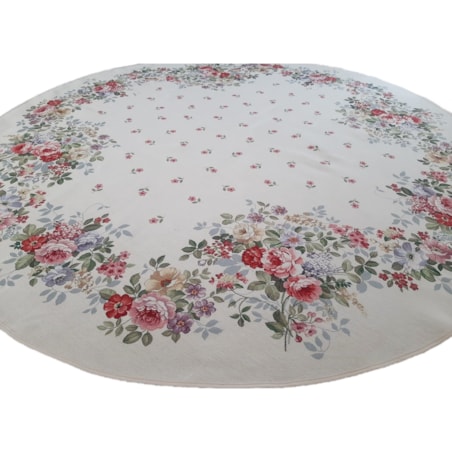 Obrus Na Stół Okrągły 165 Cm Ozdobny Dekoracyjny Róże
