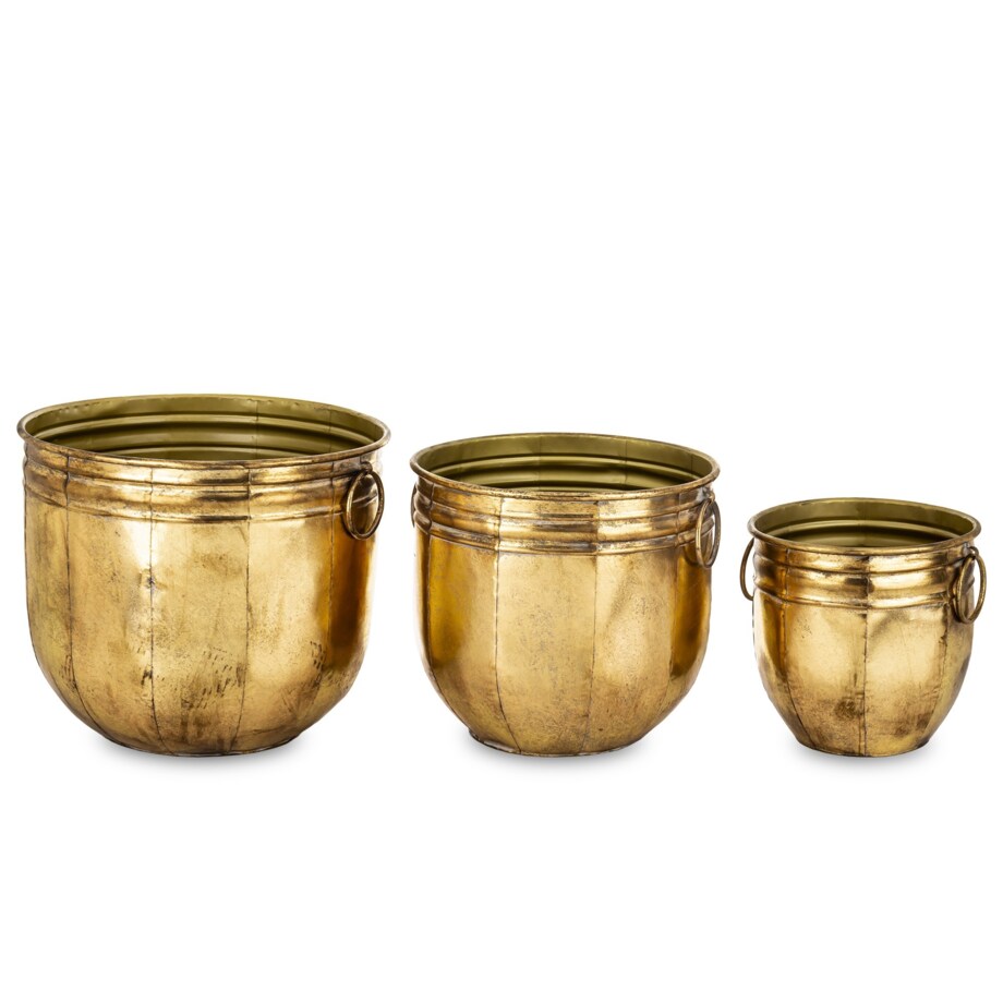 Komplet 3 szt. metalowych osłonek na doniczki 33,5x39,5x39,5 i 30x33 x 33 i 24x24,5x24,5 cm BARILE -2