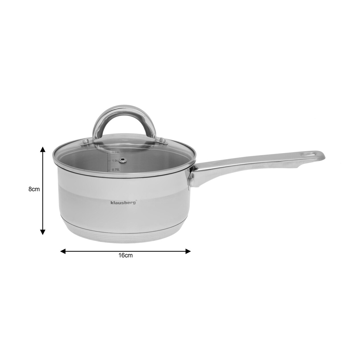 Rondel stalowy z pokrywką 1.5L 16cm na indukcję gaz KLAUSBERG