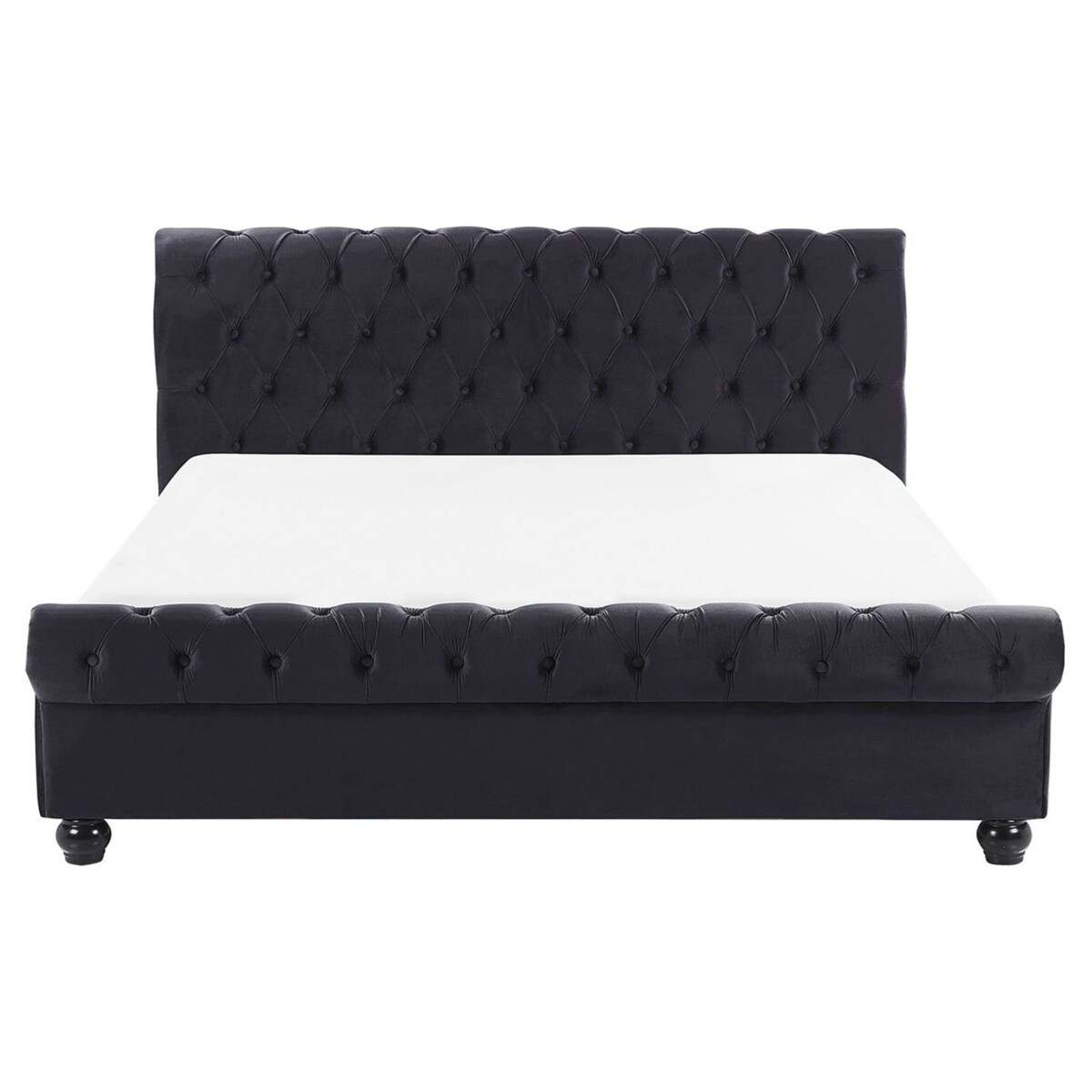 Łóżko welurowe 160 x 200 cm czarne AVALLON