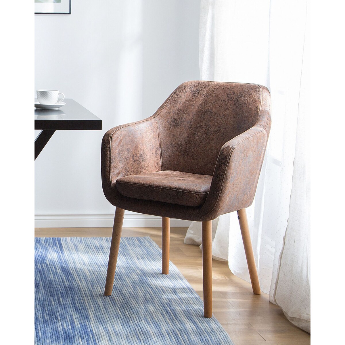 Krzesło do jadalni YORKVILLE Ekoskóra Ciemnobrązowy