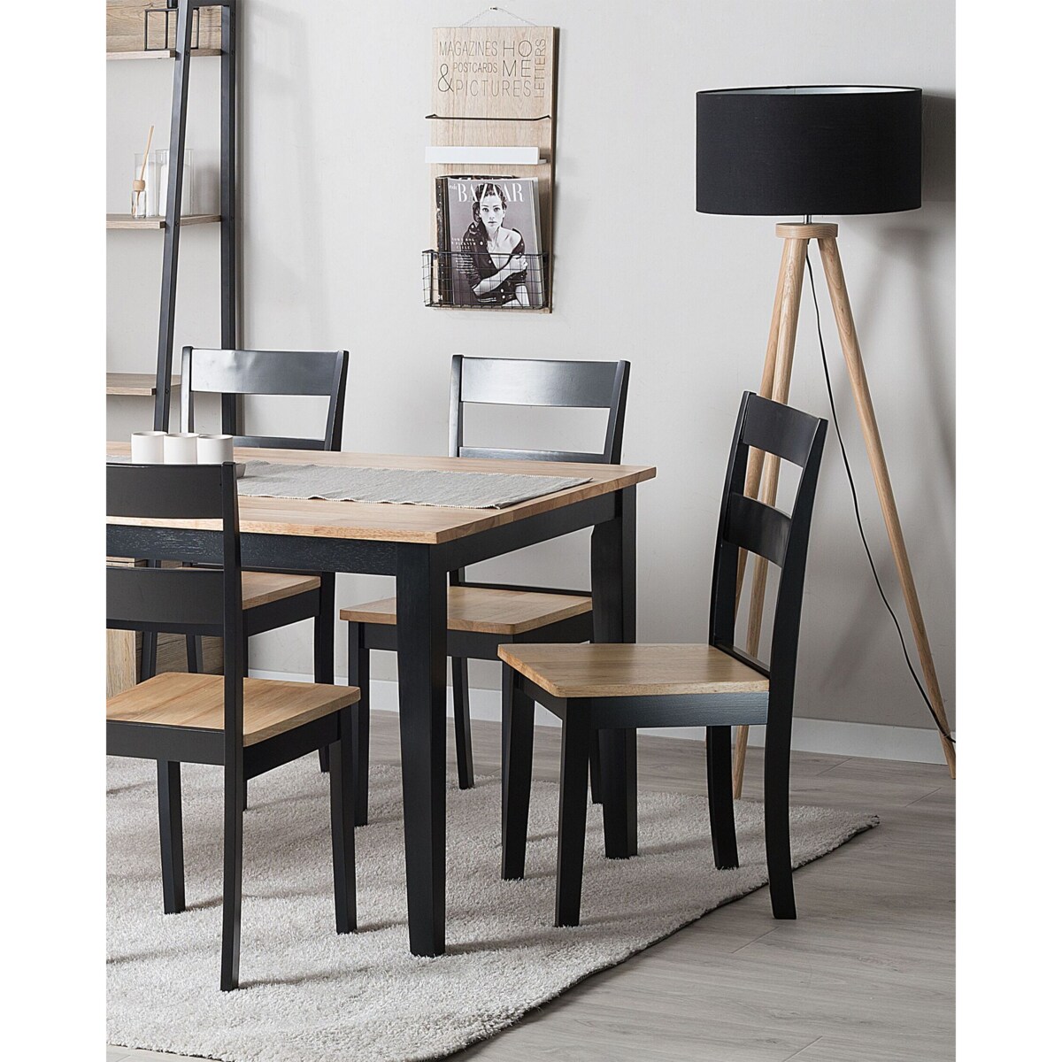 Zestaw 2 krzeseł do jadalni drewniany jasny z czarnym GEORGIA
