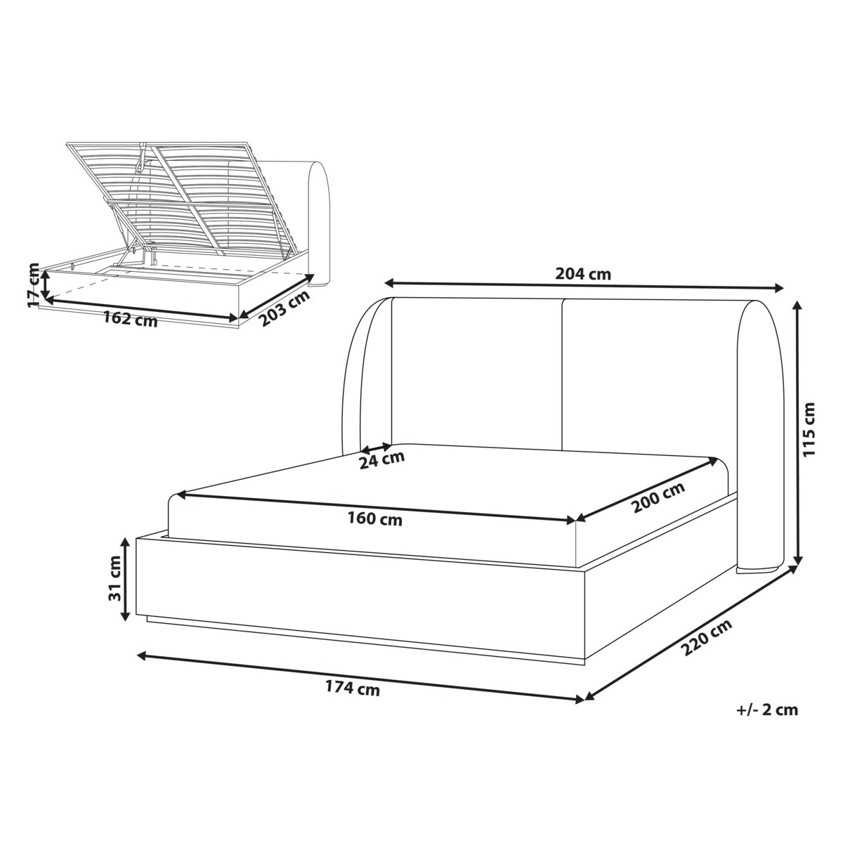 Łóżko z pojemnikiem MONESTIER 160 x 200 cm Złamana biel