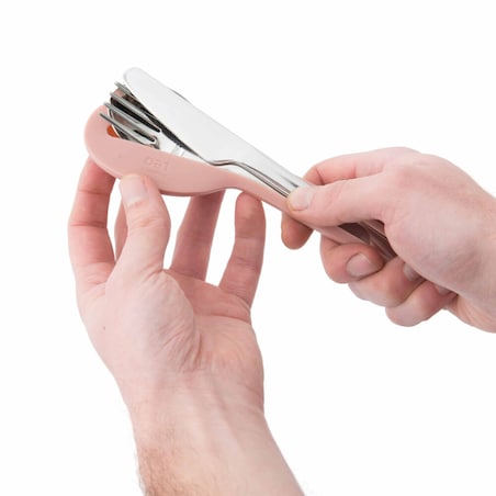 Zestaw sztućców podróżnych ze stali nierdzewnej 4-el., różowy BergHOFF