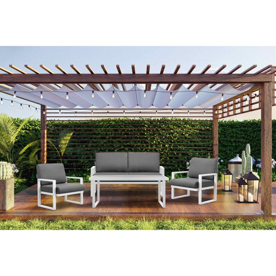 KONSIMO FRENA Fotel ogrodowy stalowy w stylu industrialnym, biały