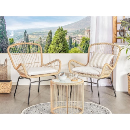 Zestaw mebli balkonowych z technorattanu naturalny LABICO