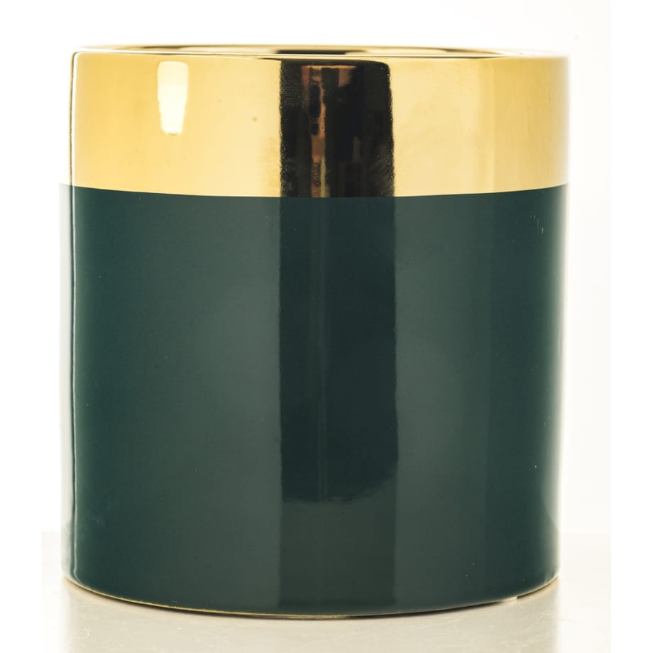 Osłonka ceramiczna zielono-złota 16x15,5 cm