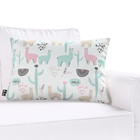 Poszewka Milly prostokątna 60x40 pastelowe lamy na jasnoszarym tle