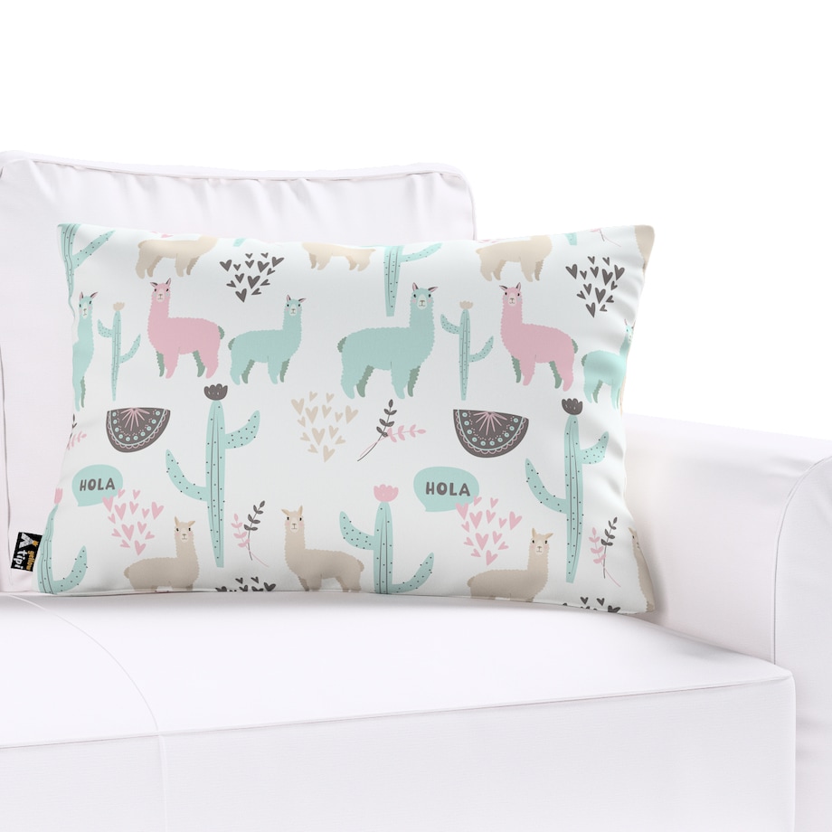 Poszewka Milly prostokątna 60x40 pastelowe lamy na jasnoszarym tle