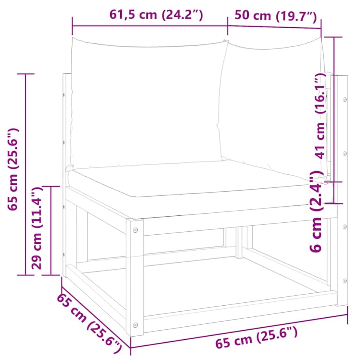 vidaXL Narożna sofa ogrodowa z poduszkami, drewno akacjowe i lina