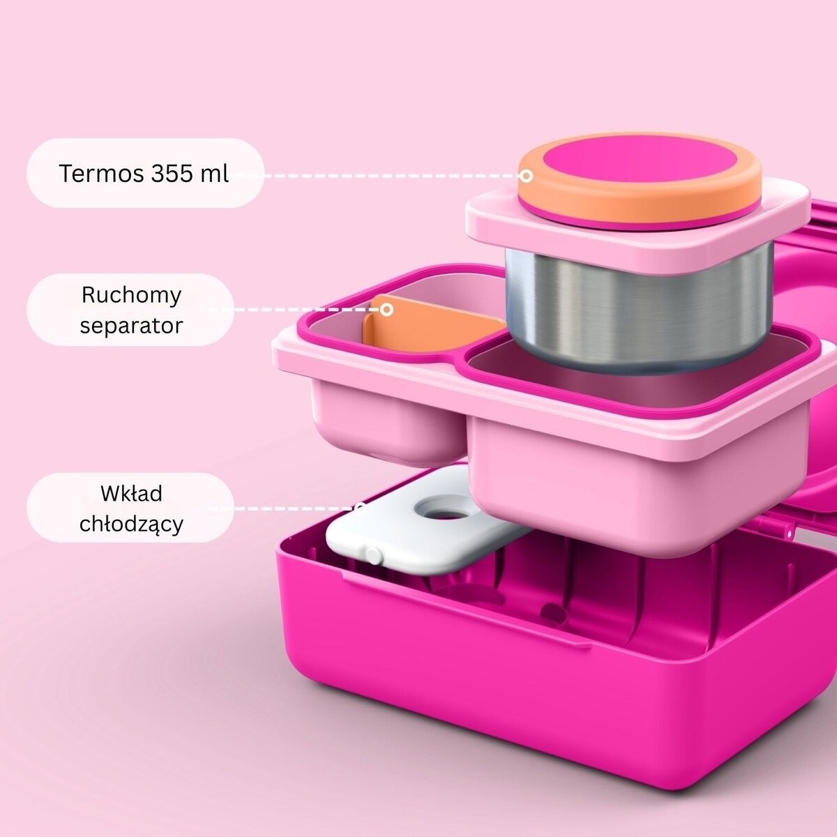 OMIE OMIEBOX UP lunch box z termosem, Pop Pink