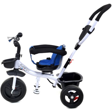 Rowerek trójkołowy spacerowy dla dzieci Funfit Kids niebieski z trąbką