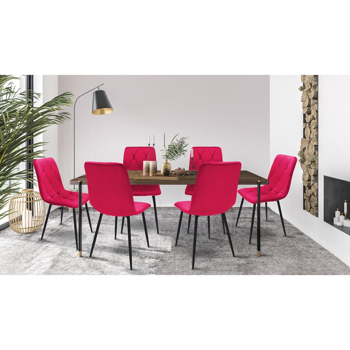 Krzesło welurowe eleganckie PIADO amarantowe