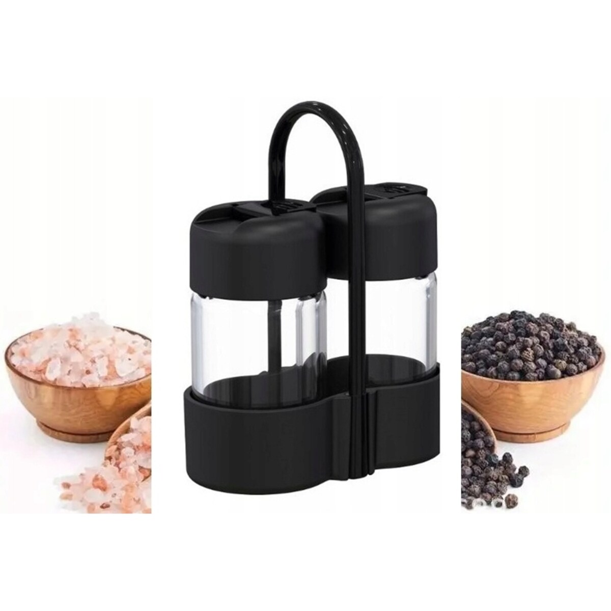 PRZYPRAWNIK na stół restauracji domu CZARNY solniczka pieprzniczka pojemnik