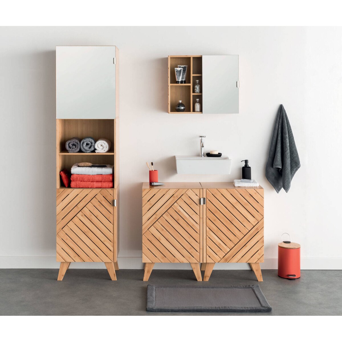 Szafka łazienkowa Bath n'modul, zamykana, bambus, 70 cm