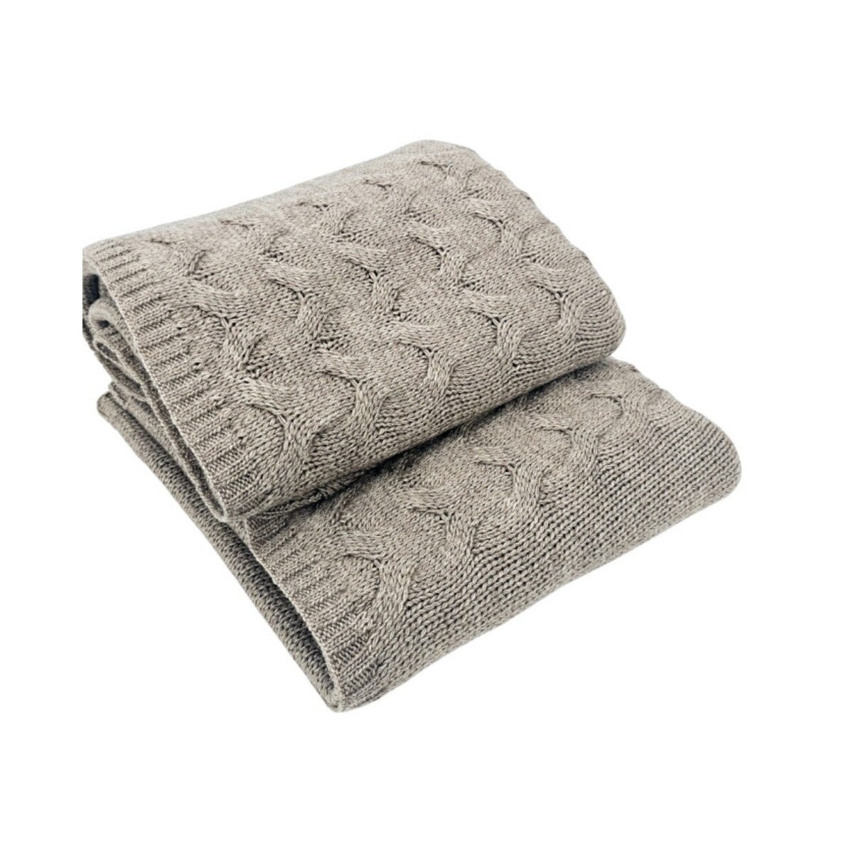 Koc dzianinowy z wełną 150x200 cm – AREZZO TAUPE