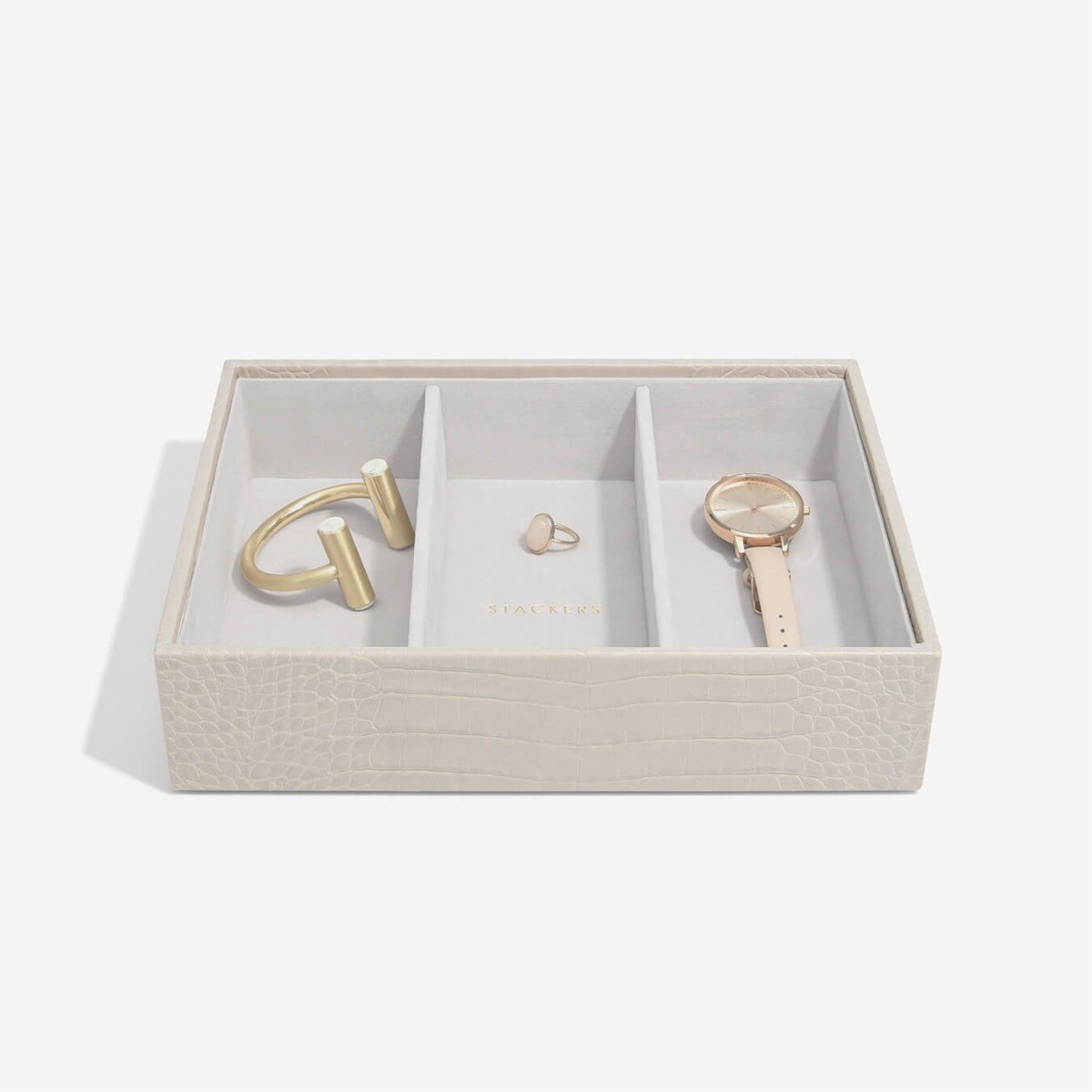 Szkatułka na biżuterię Stackers Croc 3 komorowa classic putty