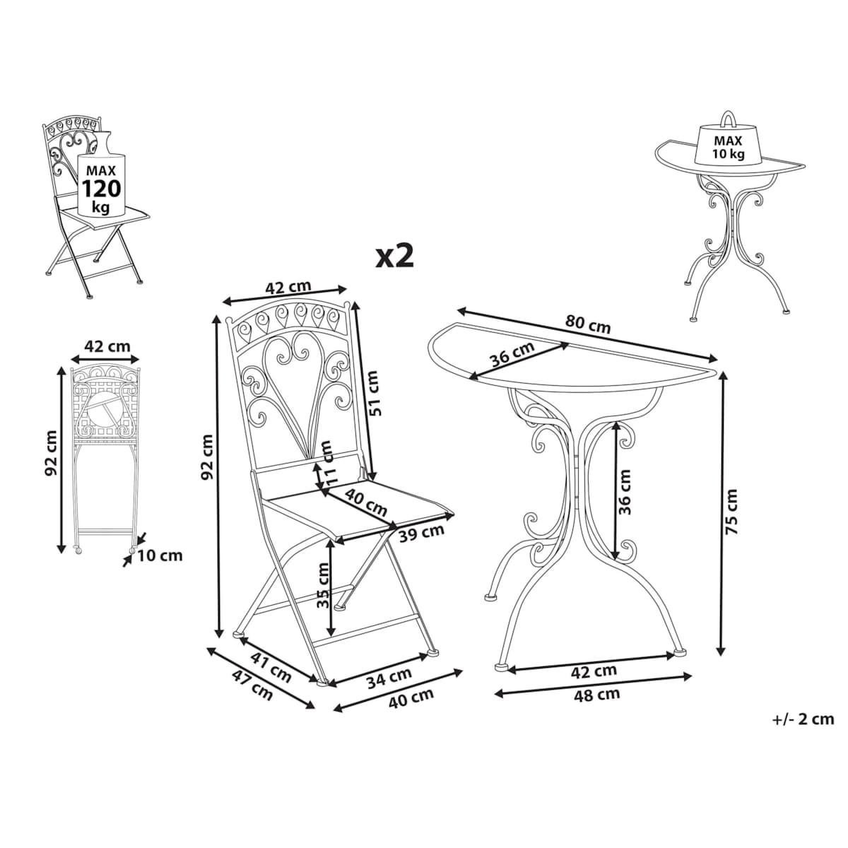 Zestaw mebli balkonowych NURRA Metal Szary