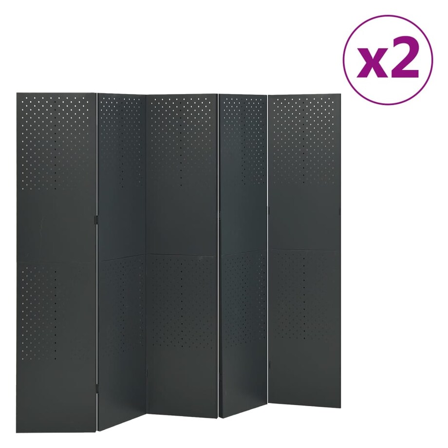 vidaXL Parawany 5-panelowe, 2 szt., antracytowe, 200x180 cm, stalowe