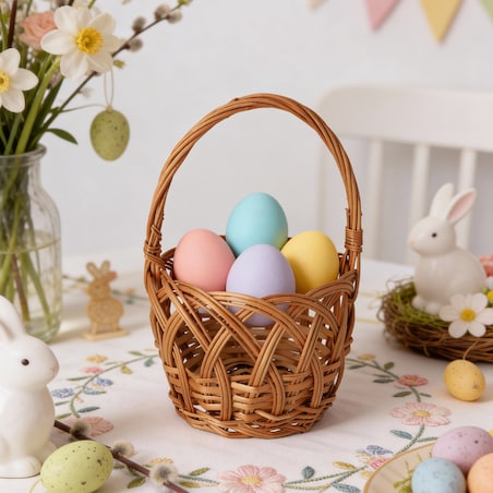 Koszyk ażurowy okrągły na Wielkanoc wielkanocny dekoracyjny do Święconki