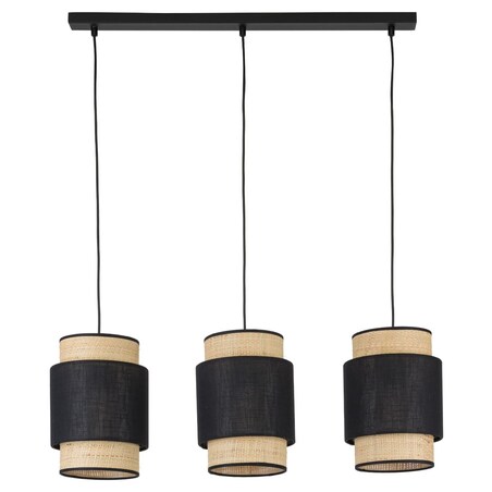 Lampa zwieszana potrójna na listwie Boho 5658 TK Lighting czarna słomkowa