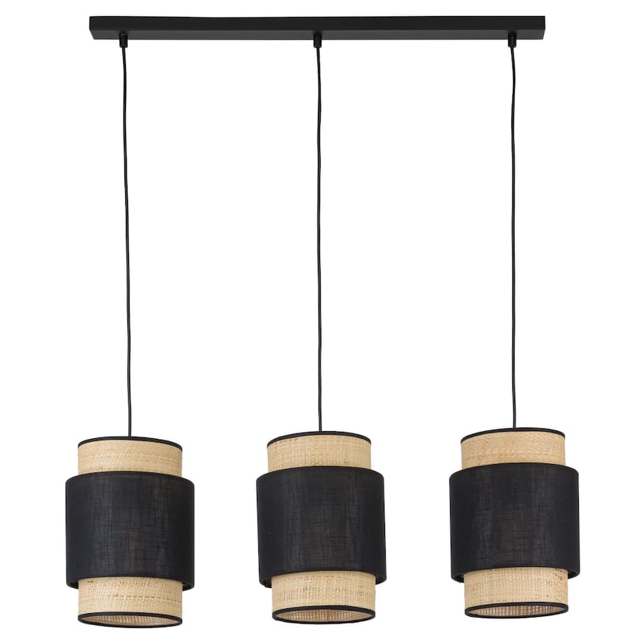 Lampa zwieszana potrójna na listwie Boho 5658 TK Lighting czarna słomkowa