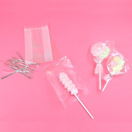 PME Zestaw torebek Cake Pop ze srebrnymi wstążkami