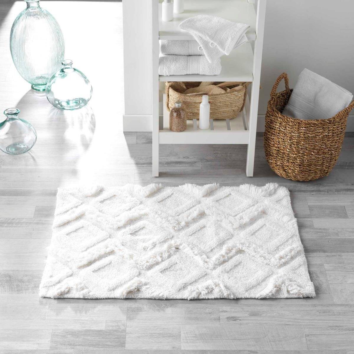 Dywanik łazienkowy boho IKATIS bawełniany o grubym splocie, 50 x 80 cm, Douceur d'intérieur