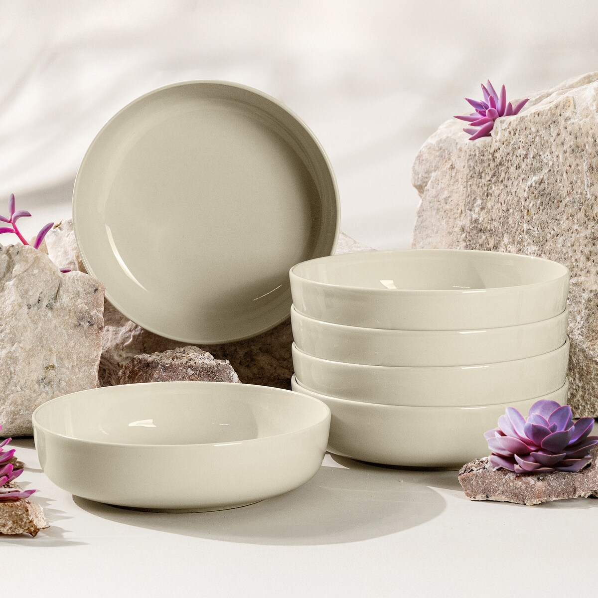 KONSIMO VICTO Zestaw talerzy głębokich dla 6 osób (6 elementów) beżowy