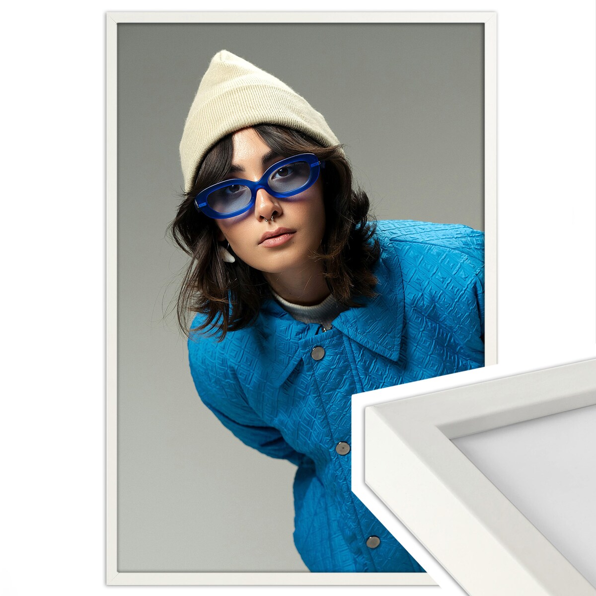 Biała ramka na zdjęcia 40x60 cm wisząca poziom pion rama MDF z plexi klasyczna ramka