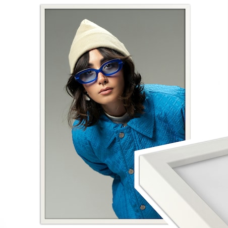 Biała ramka na zdjęcia 40x60 cm wisząca poziom pion rama MDF z plexi klasyczna ramka