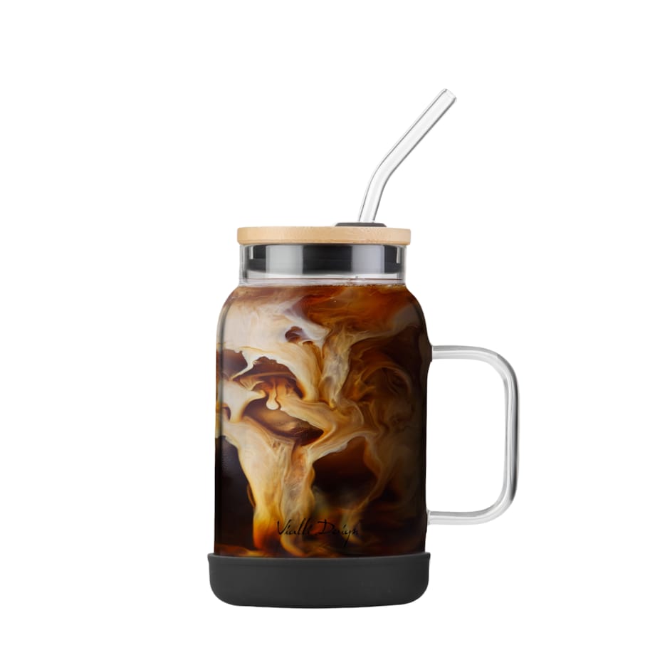 Słoik ze słomką 600 ml czarny Fuori 29804