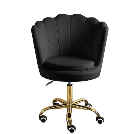 Fotel obrotowy krzesło muszelka welurowy do biurka toaletki czarny shell
