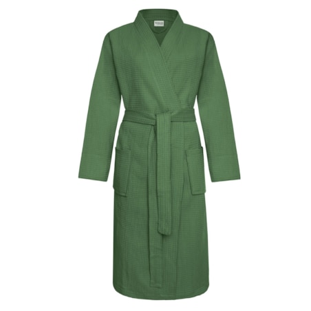 Bawełniany Szlafrok Kimono Gofer Wafel Uniseks Butelkowa Zieleń XXL