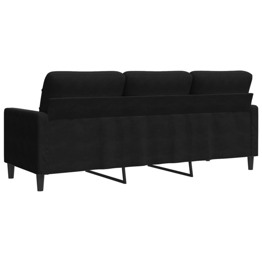 vidaXL Sofa 3-osobowa, czarny, 180 cm, tapicerowana aksamitem