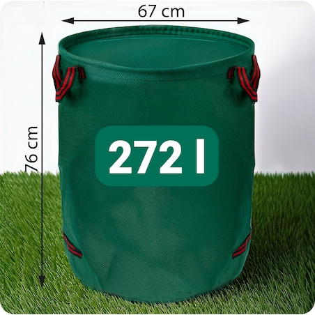 Kosz ogrodowy worek na liście trawę odpady 272l składany z uchwytami Plonos