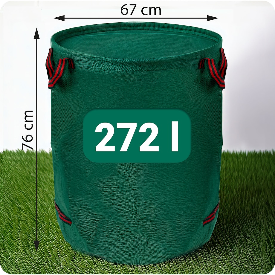 Kosz ogrodowy worek na liście trawę odpady 272l składany z uchwytami Plonos