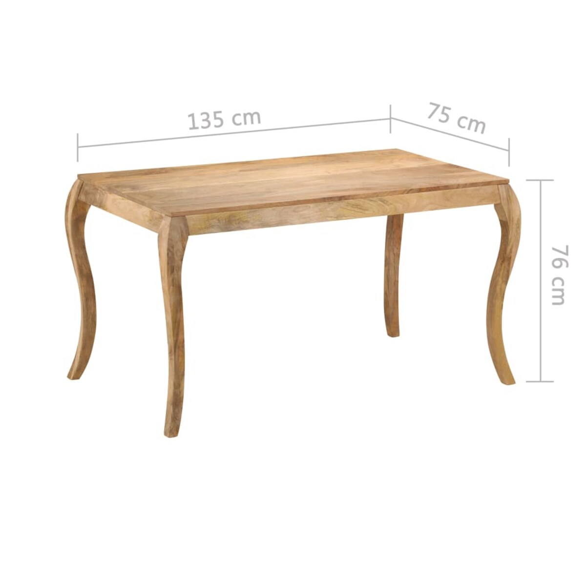 vidaXL Stół jadalniany z litego drewna mango, 135 x 75 x 76 cm