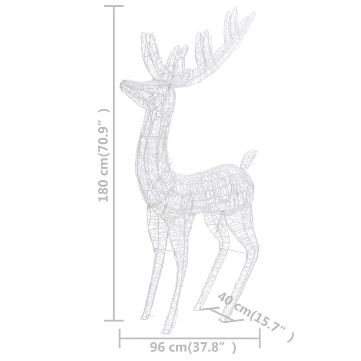 vidaXL Świąteczny renifer, akryl, 250 LED, 180 cm, niebieski
