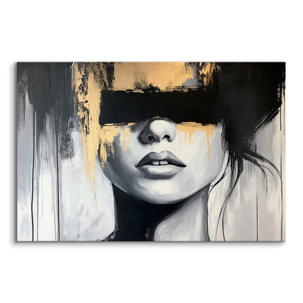 OBRAZ NA PŁÓTNIE DO SYPIALNI POTRTET W STYLU GLAMOUR ABSTRAKCJA 120x80cm