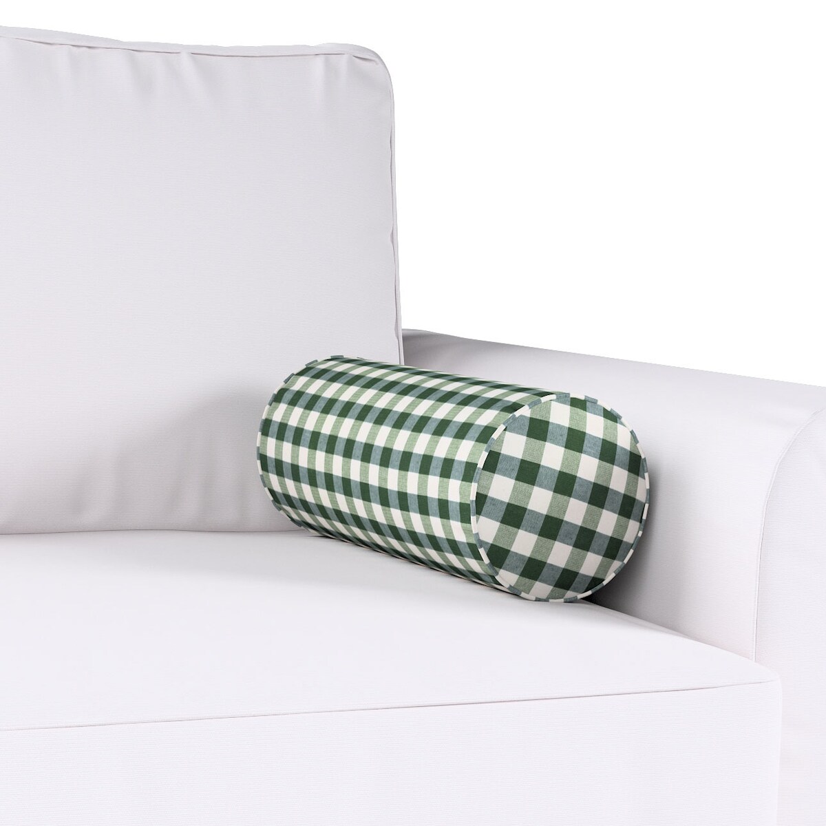 Poduszka wałek prosty, zielono-biała kratka (1,5x1,5cm), Ø16 x 40 cm, Christmas