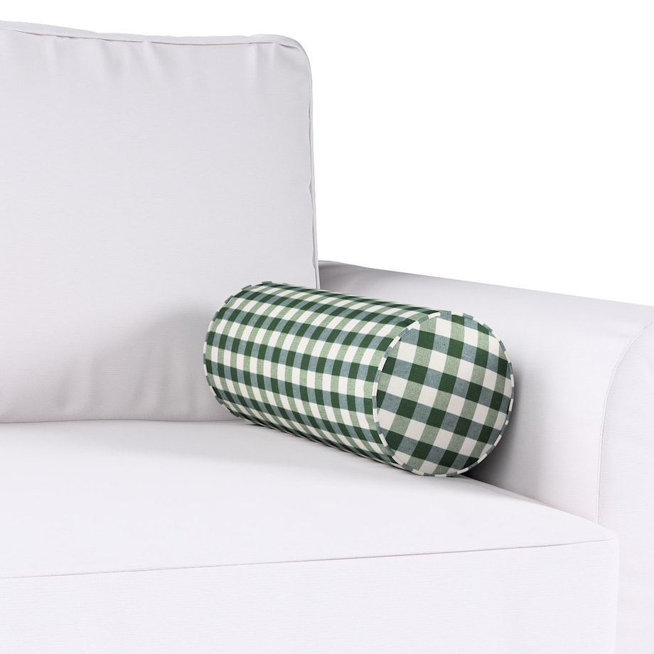 Poduszka wałek prosty, zielono-biała kratka (1,5x1,5cm), Ø16 x 40 cm, Christmas