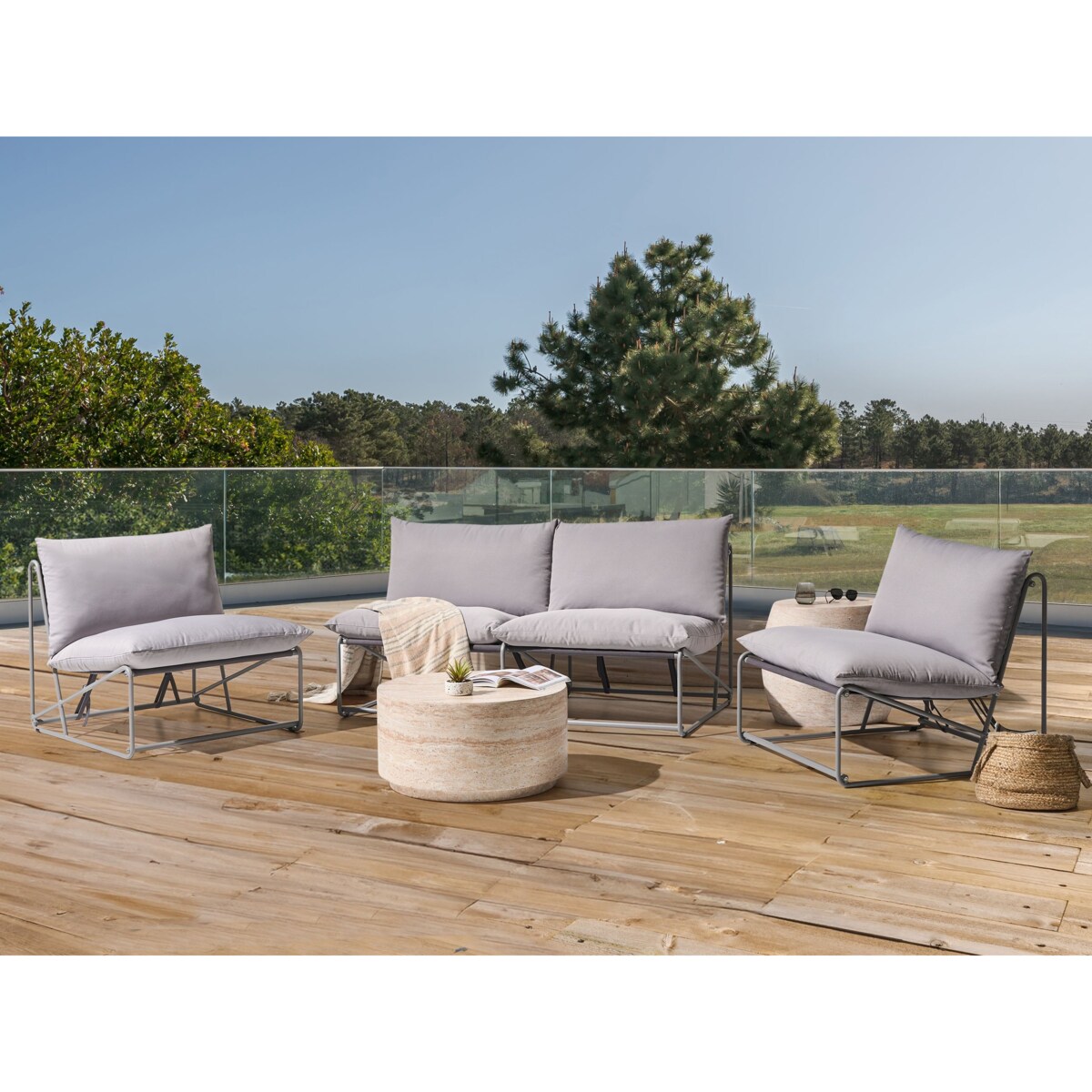 Zestaw ogrodowy dla 4 osób PICO Metal Szary