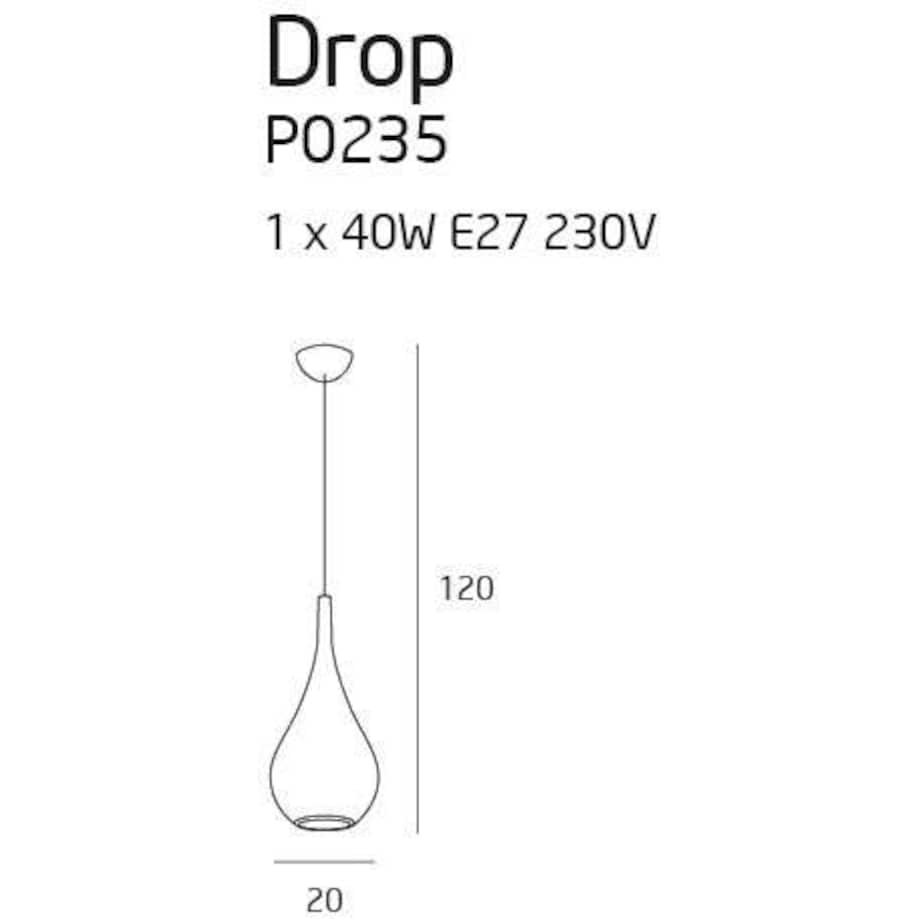 LAMPA wisząca DROP P0235 Maxlight metalowa OPRAWA zwis kropla łezka biała