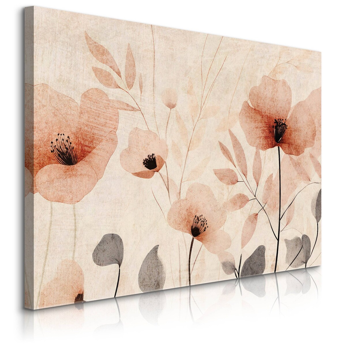 Obraz Canvas Do Salonu Sypialni Czerwone Maki Kwiaty Polne Vintage 120x80cm