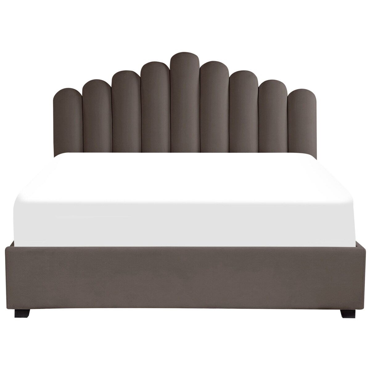 Łóżko z pojemnikiem welurowe 180 x 200 cm beżowoszare VINCENNES